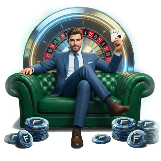 baner z mężczyzną trzymającym karty do gry w Flagman.Casino