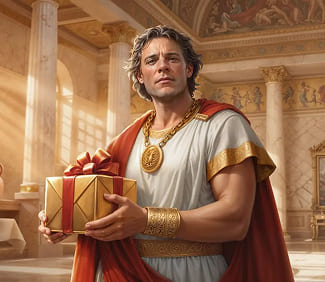 Baner z Cesarz pokazuje prezent na stronie Lanista Kasyno